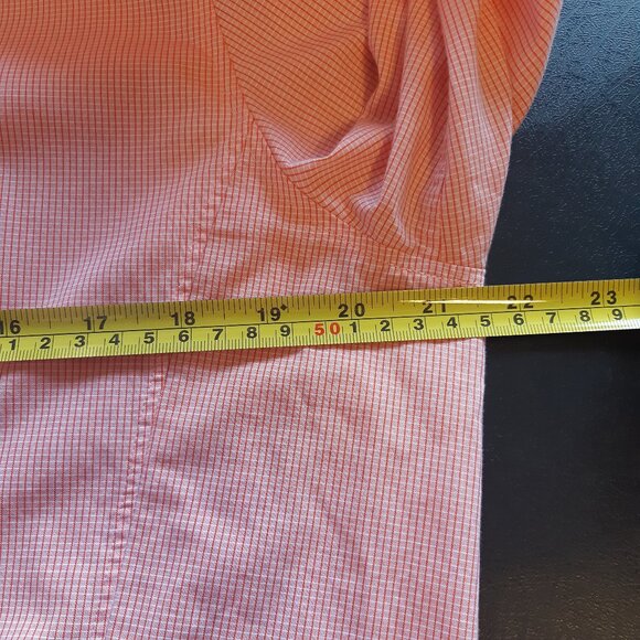 Calvin Klein SZ 15.5 Slim Fit Stretch Orange & White Check Men's Button Up Shirt - Picture 10 of 14